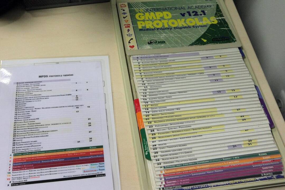 Ant kiekvieno dispečerio stalo yra spausdintas protokolų variantas.