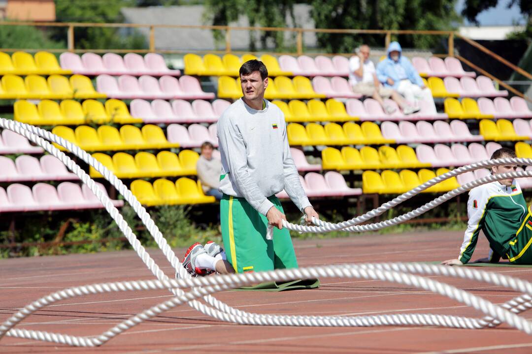 Lietuvos krepšinio komandos treniruotė