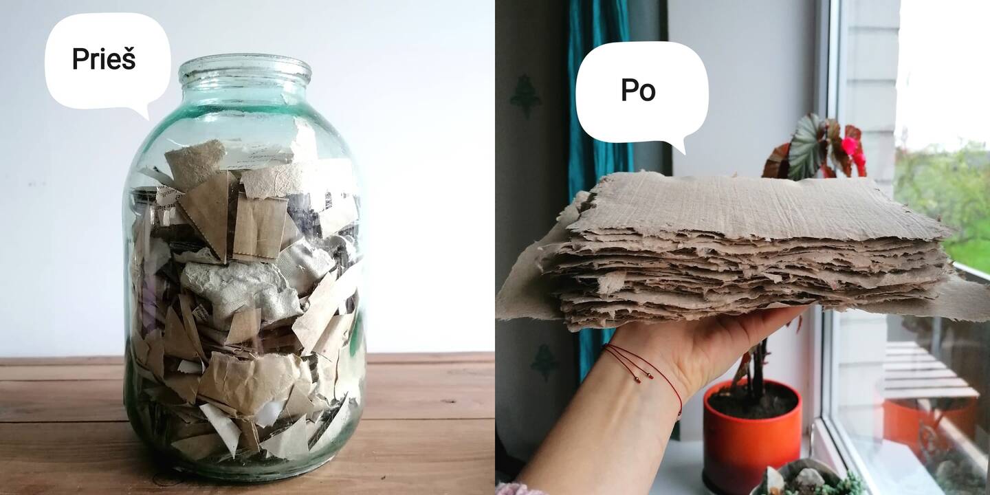 Laboratorija: J.Daubaraitės namų palėpėje vyksta įvairiausių kūrybinių eksperimentų – nuo perdirbto popieriaus iki rašalo gamybos.