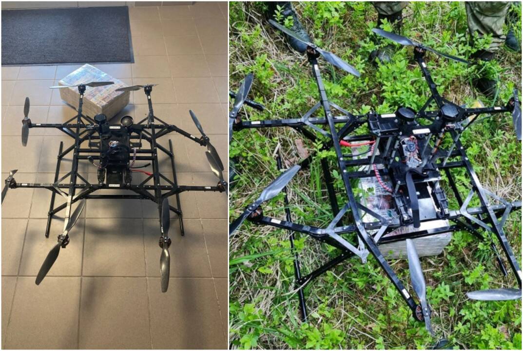 Šalčininkų rajone pasieniečiai nutupdė droną su cigarečių kroviniu