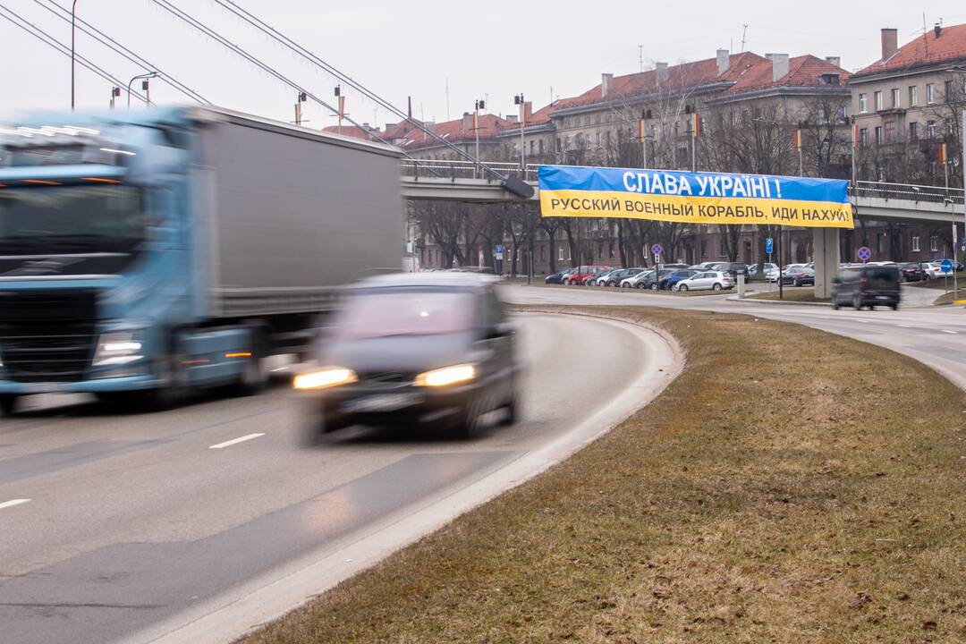 Ukrainą palaikančios žinutės Kaune