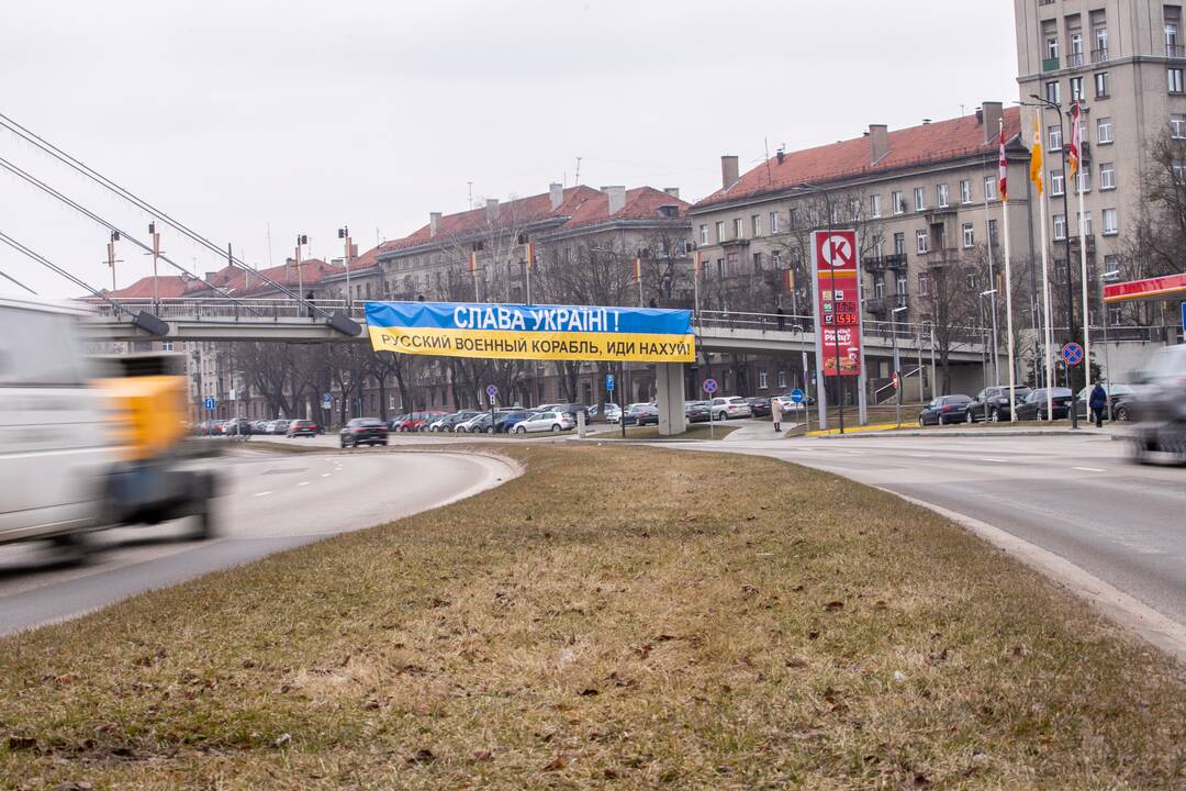 Ukrainą palaikančios žinutės Kaune