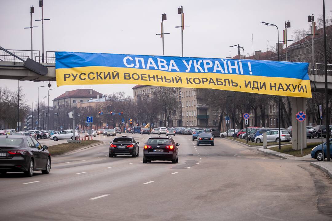 Ukrainą palaikančios žinutės Kaune