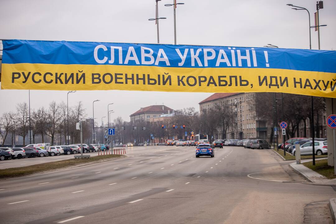 Ukrainą palaikančios žinutės Kaune