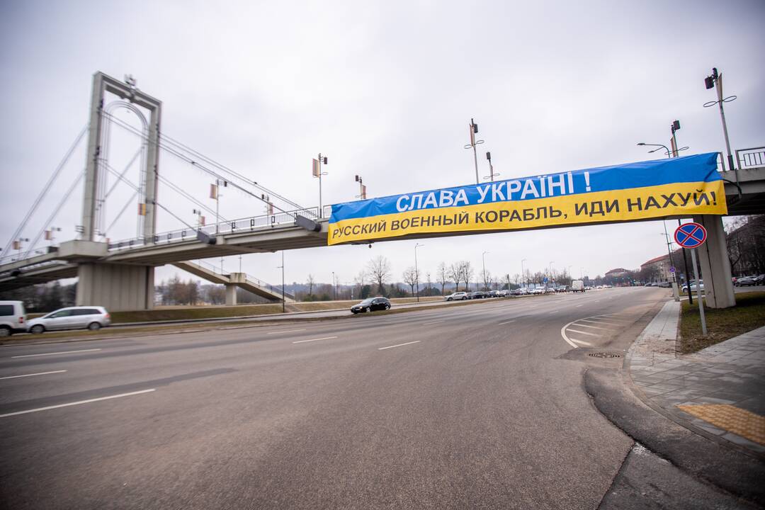 Ukrainą palaikančios žinutės Kaune