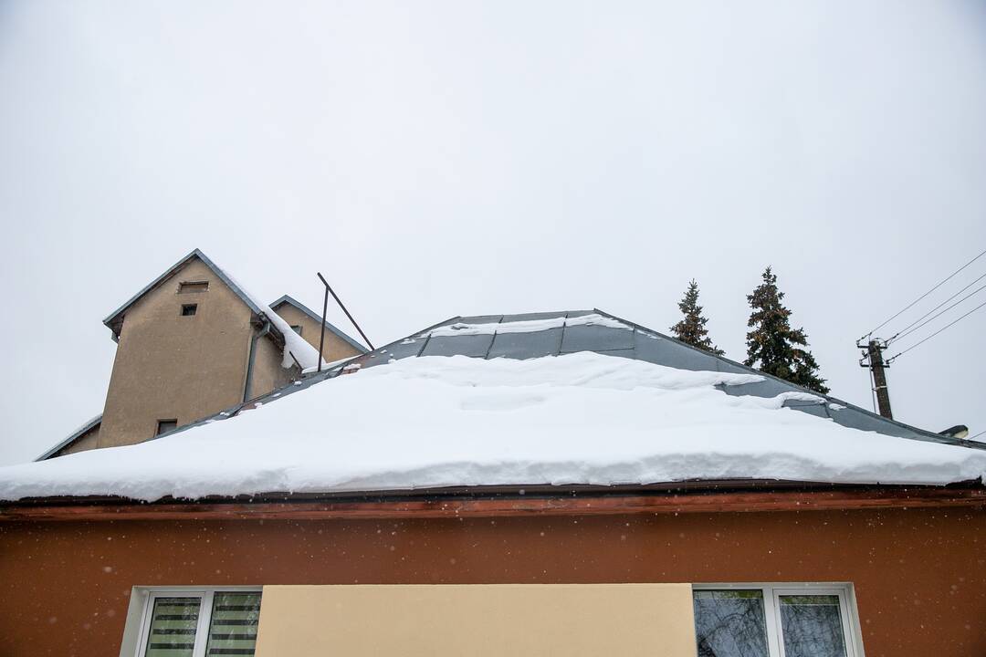 Gausus sniego sluoksnis padengė Kauno stogus