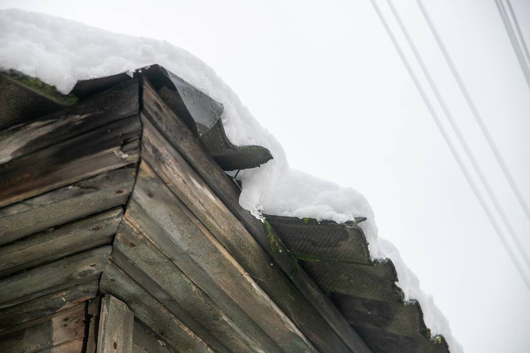 Gausus sniego sluoksnis padengė Kauno stogus