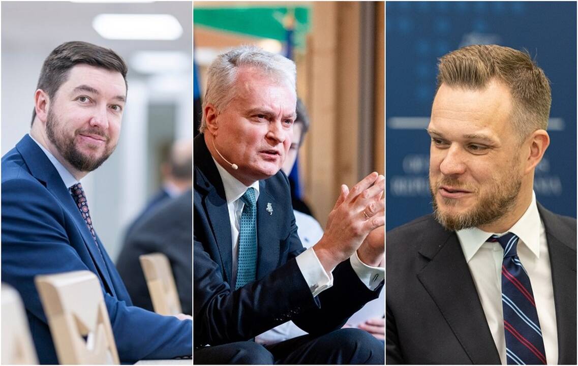 Iš kairės: Vytautas Mitalas, prezidentas Gitanas Nausėda, Gabrielius Landsbergis.
