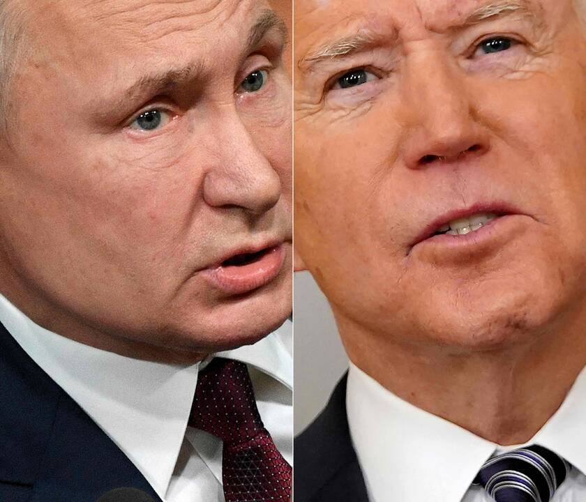 Vladimiras Putinas (kairėje) ir Joe Bidenas (dešinėje)