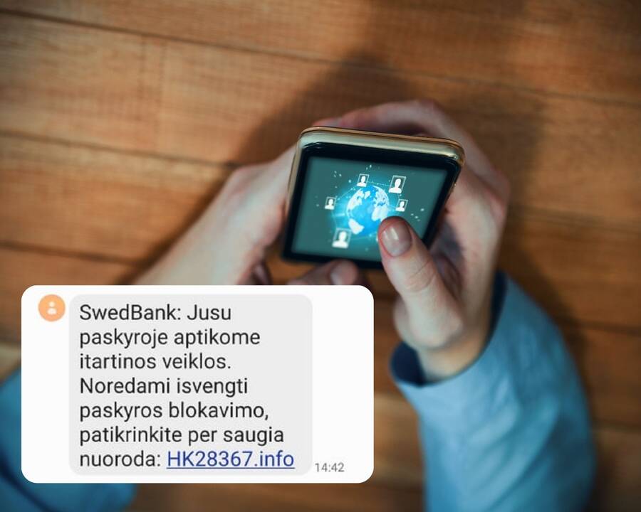 Sparčiai plinta naujas sukčiavimo būdas – žinute atsiunčiama nuoroda, prašoma suvesti banko duomenis