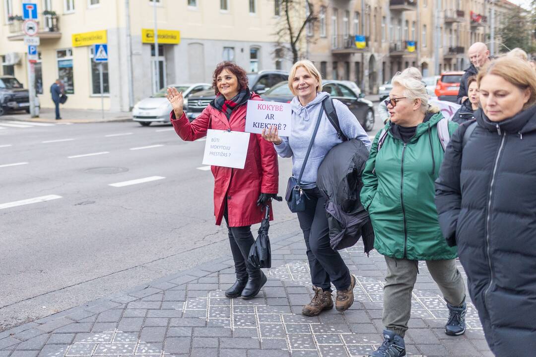 Mokytojų streikas prie Vyriausybės