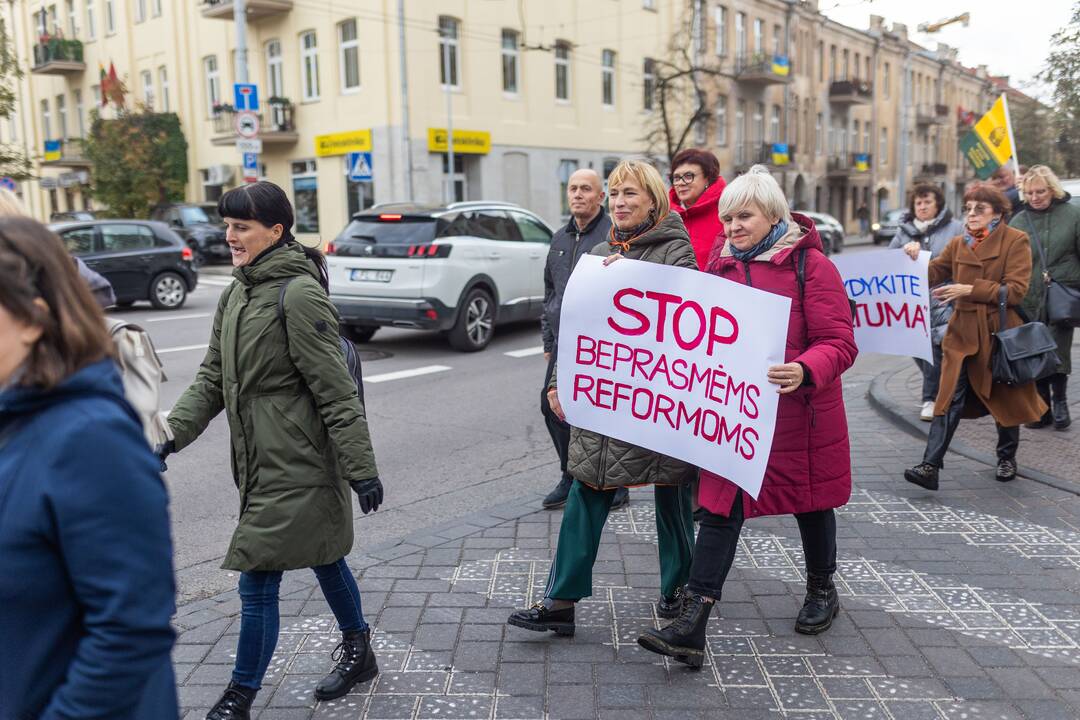 Mokytojų streikas prie Vyriausybės