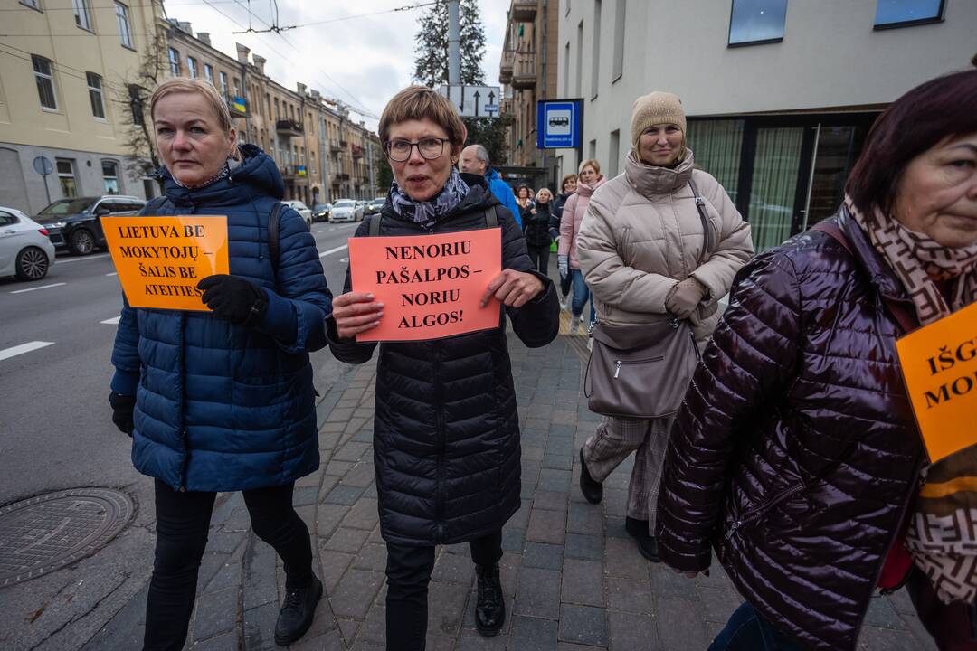 Mokytojų streikas prie Vyriausybės