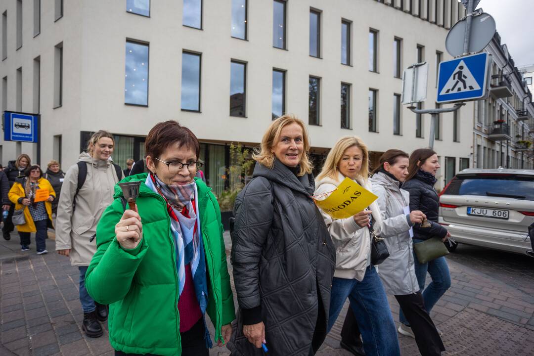 Mokytojų streikas prie Vyriausybės