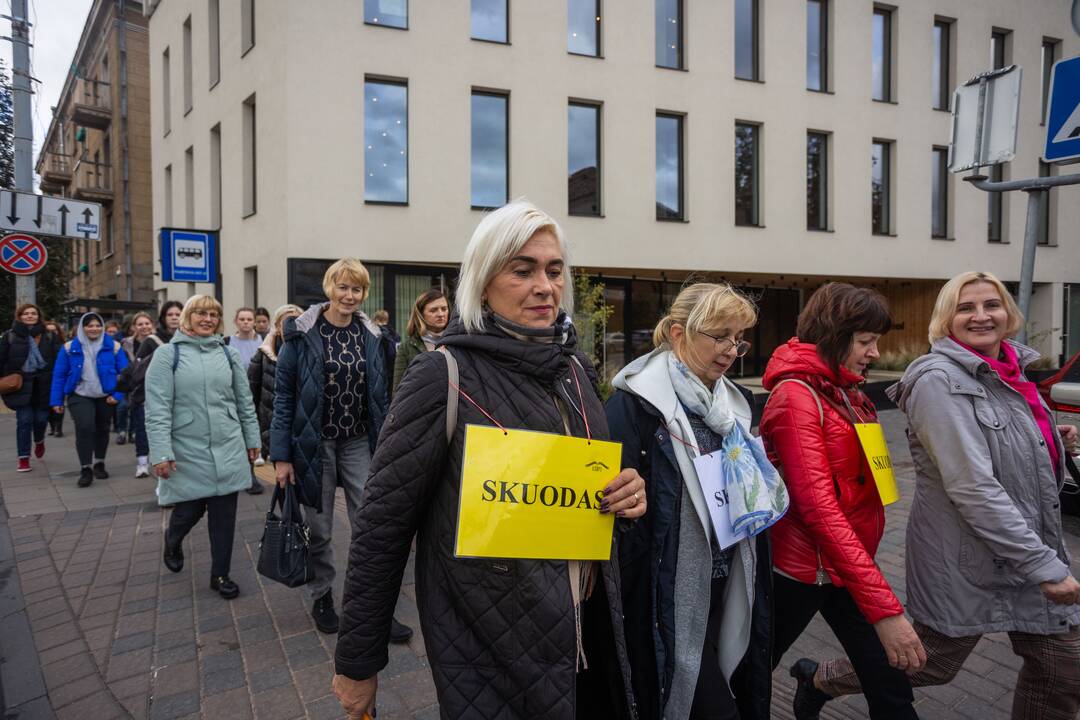 Mokytojų streikas prie Vyriausybės
