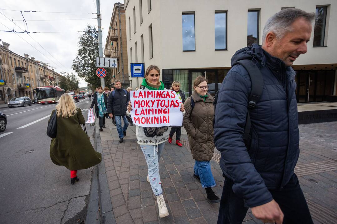 Mokytojų streikas prie Vyriausybės