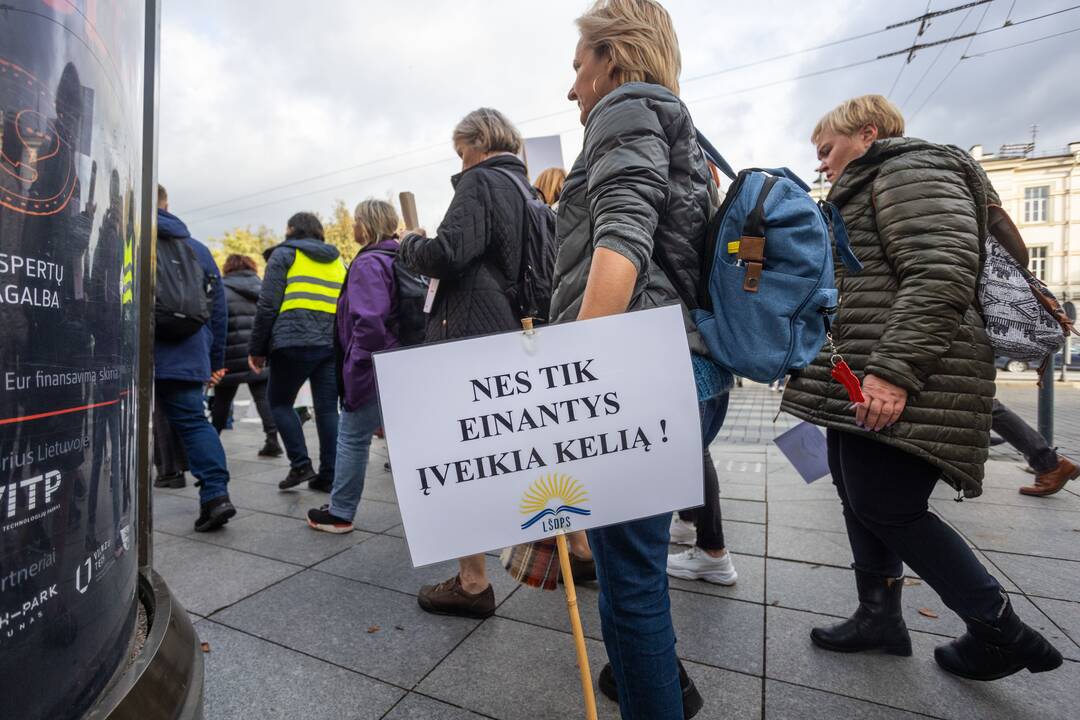 Mokytojų streikas prie Vyriausybės