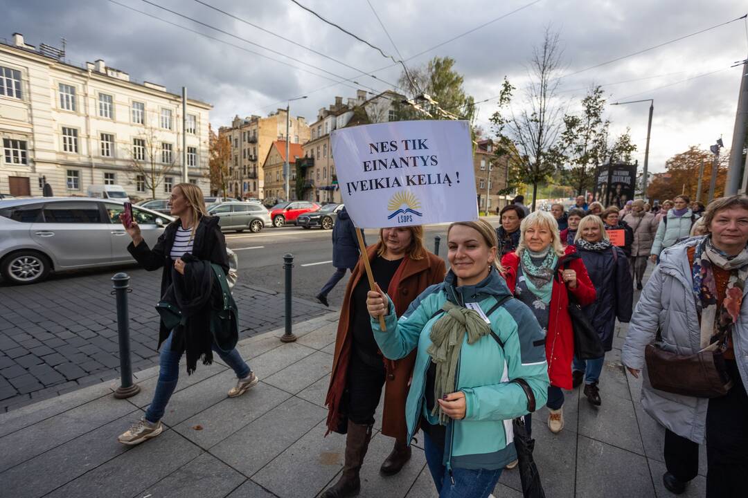 Mokytojų streikas prie Vyriausybės