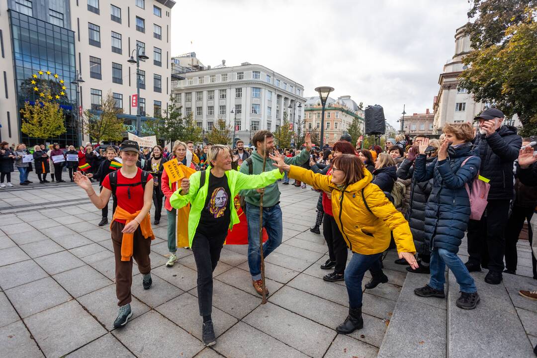 Mokytojų streikas prie Vyriausybės