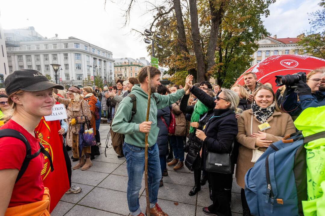 Mokytojų streikas prie Vyriausybės