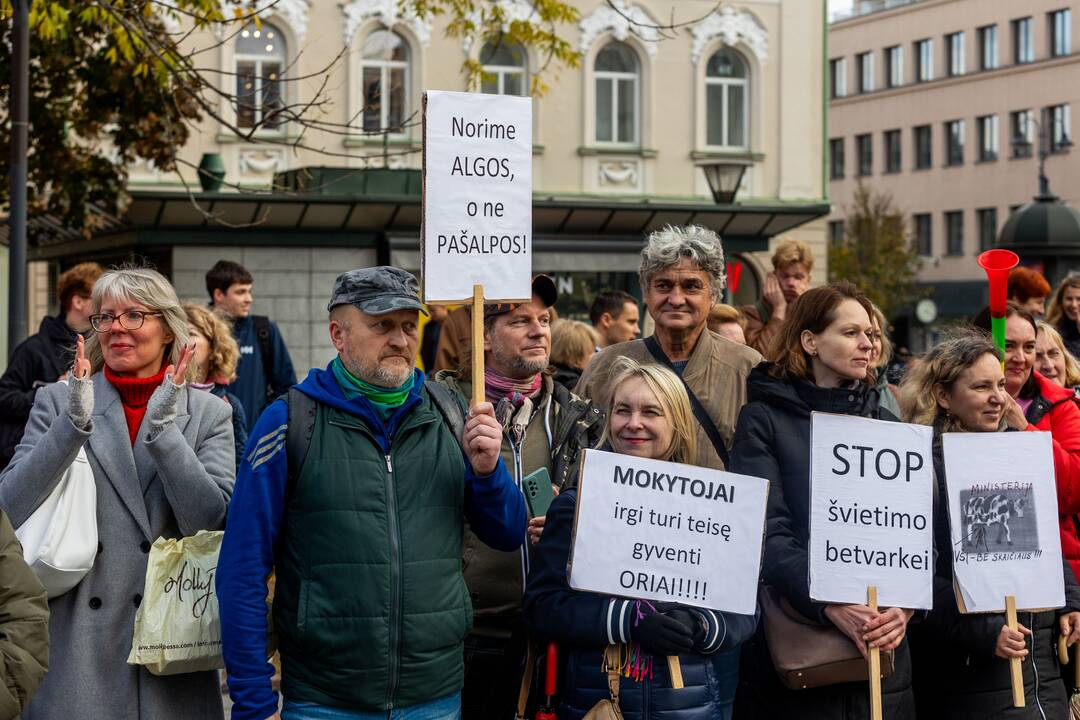 Mokytojų streikas prie Vyriausybės