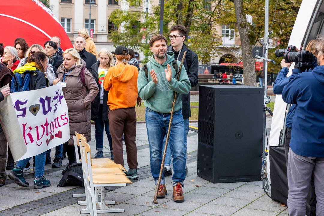 Mokytojų streikas prie Vyriausybės