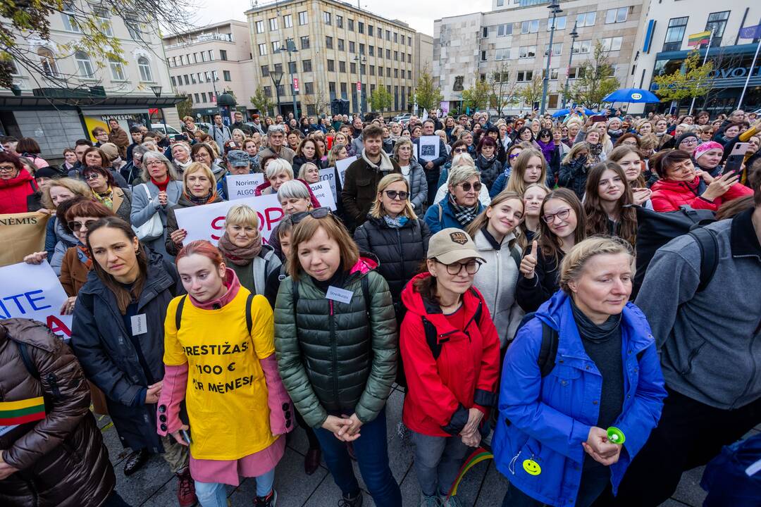 Mokytojų streikas prie Vyriausybės