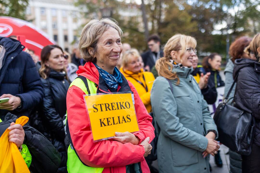 Mokytojų streikas prie Vyriausybės