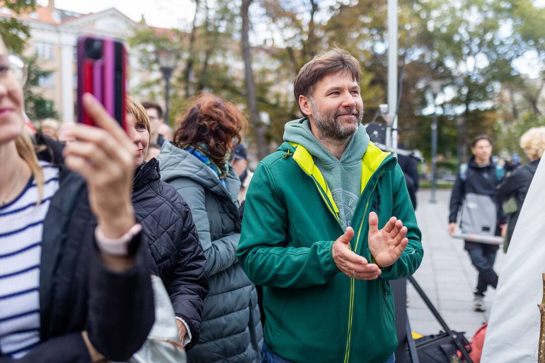 Mokytojų streikas prie Vyriausybės