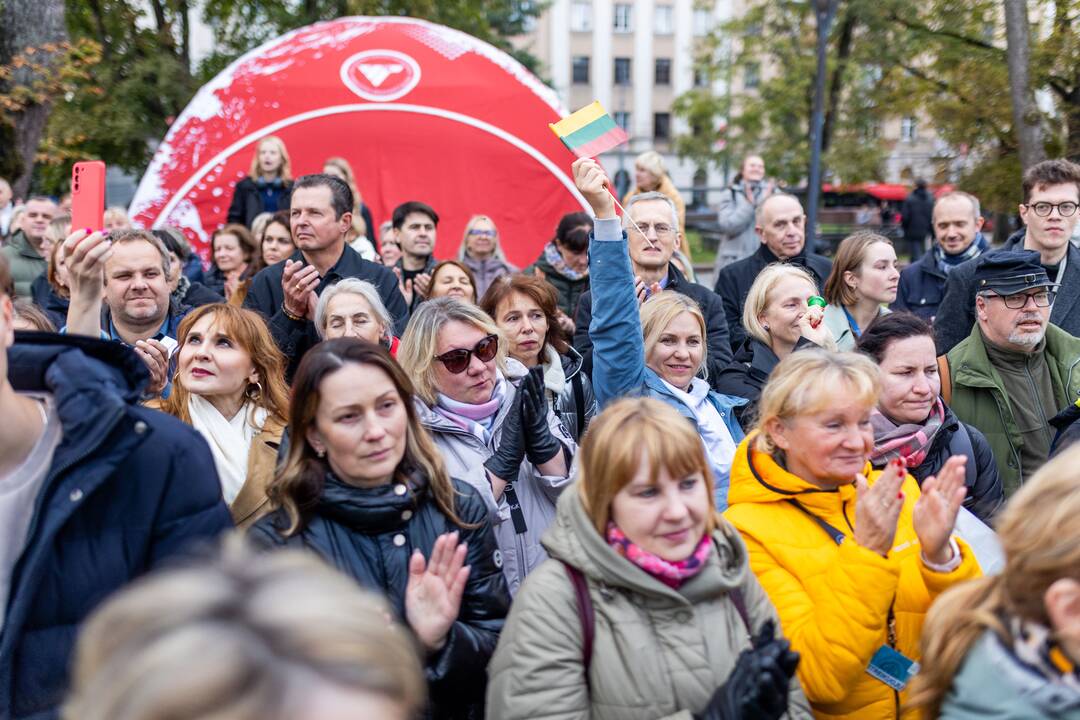 Mokytojų streikas prie Vyriausybės