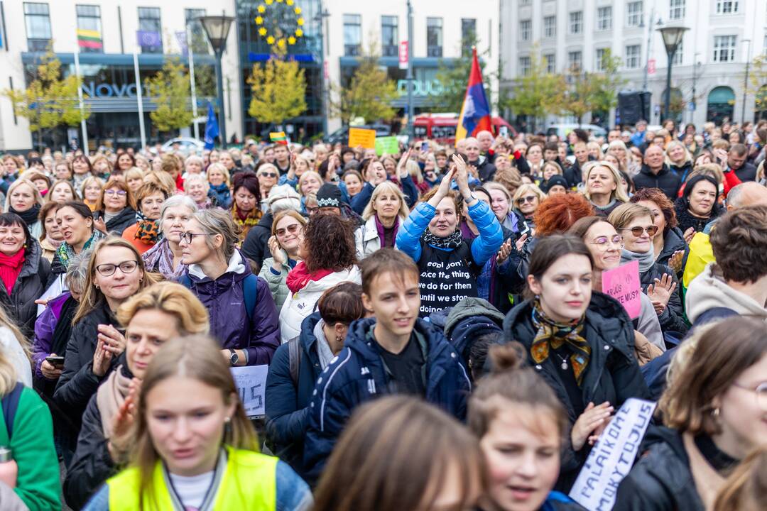 Mokytojų streikas prie Vyriausybės