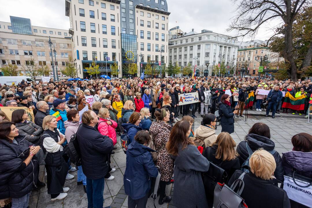 Mokytojų streikas prie Vyriausybės