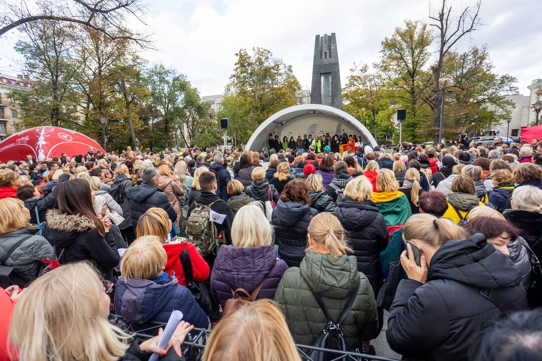 Mokytojų streikas prie Vyriausybės