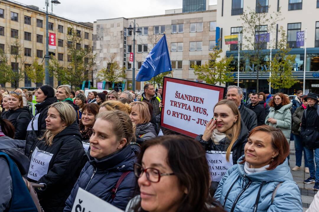 Mokytojų streikas prie Vyriausybės