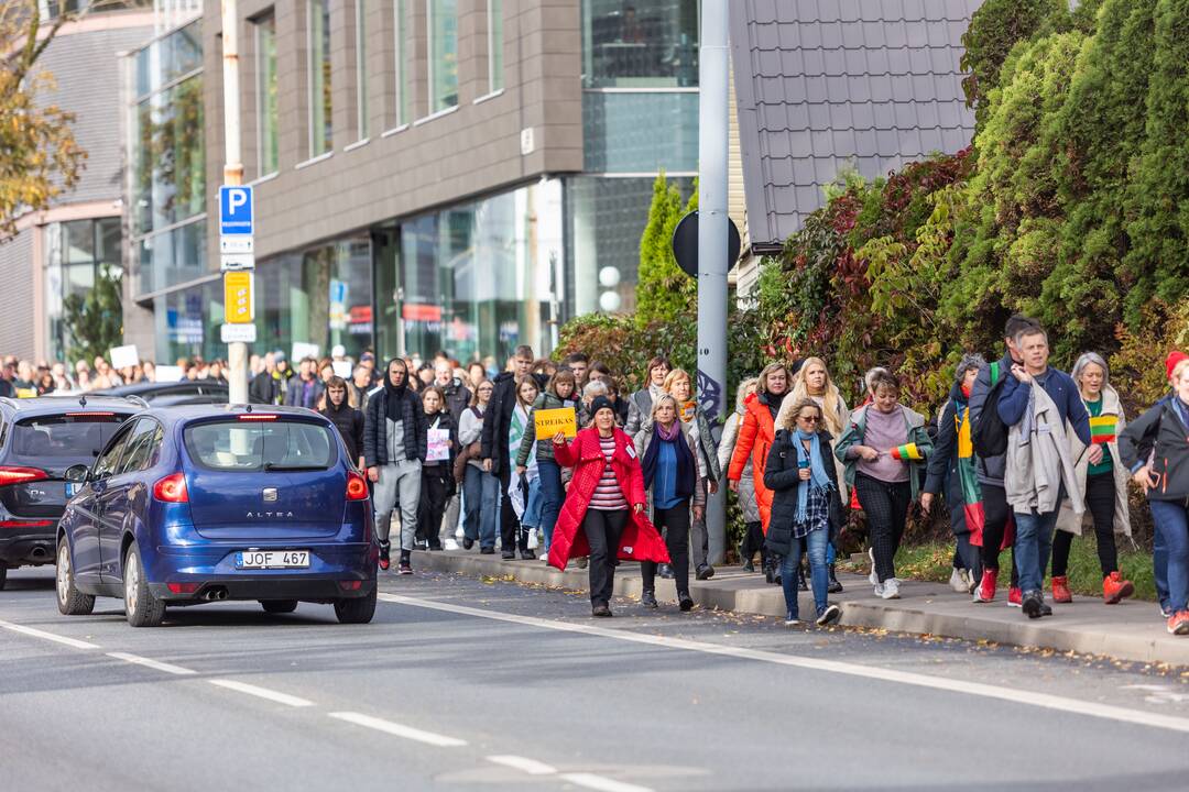 Mokytojų streikas prie Vyriausybės