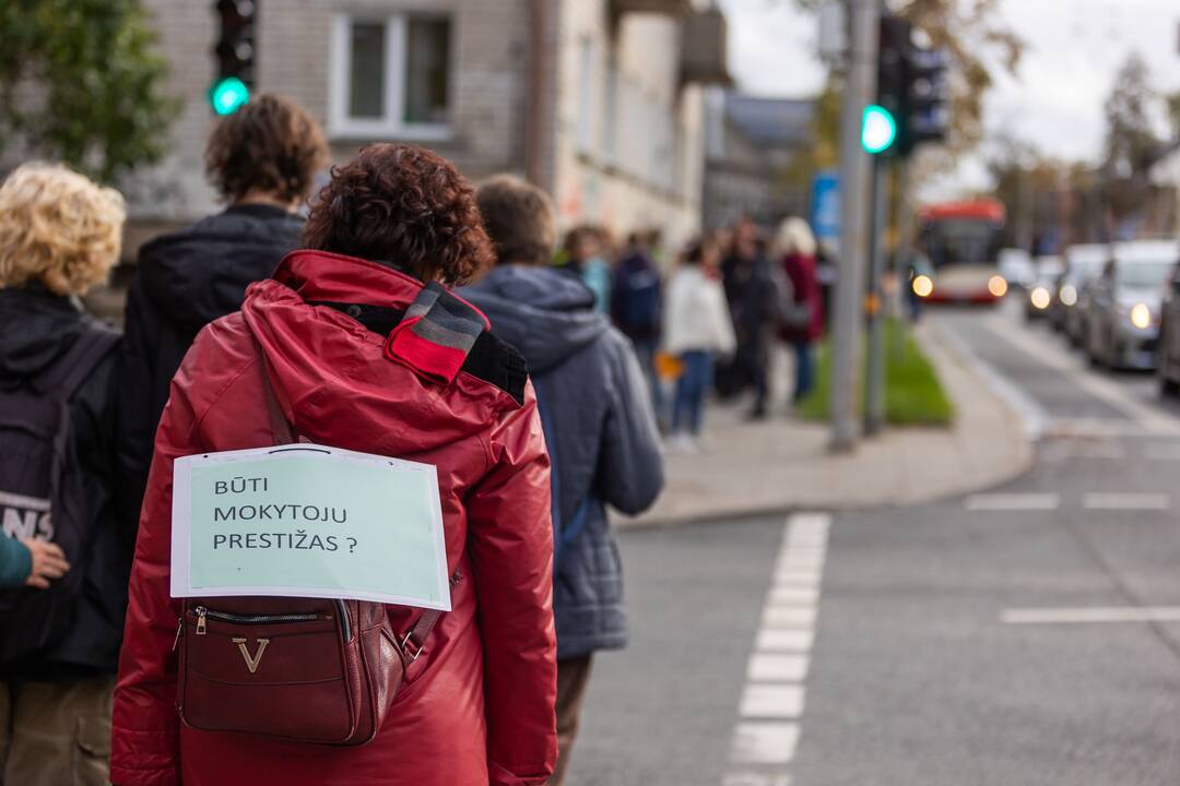 Mokytojų streikas prie Vyriausybės