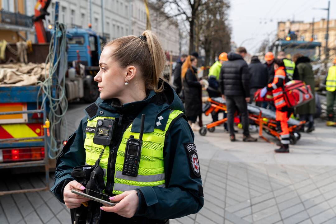 Laisvės alėjoje ant darbininko nuvirto liepa