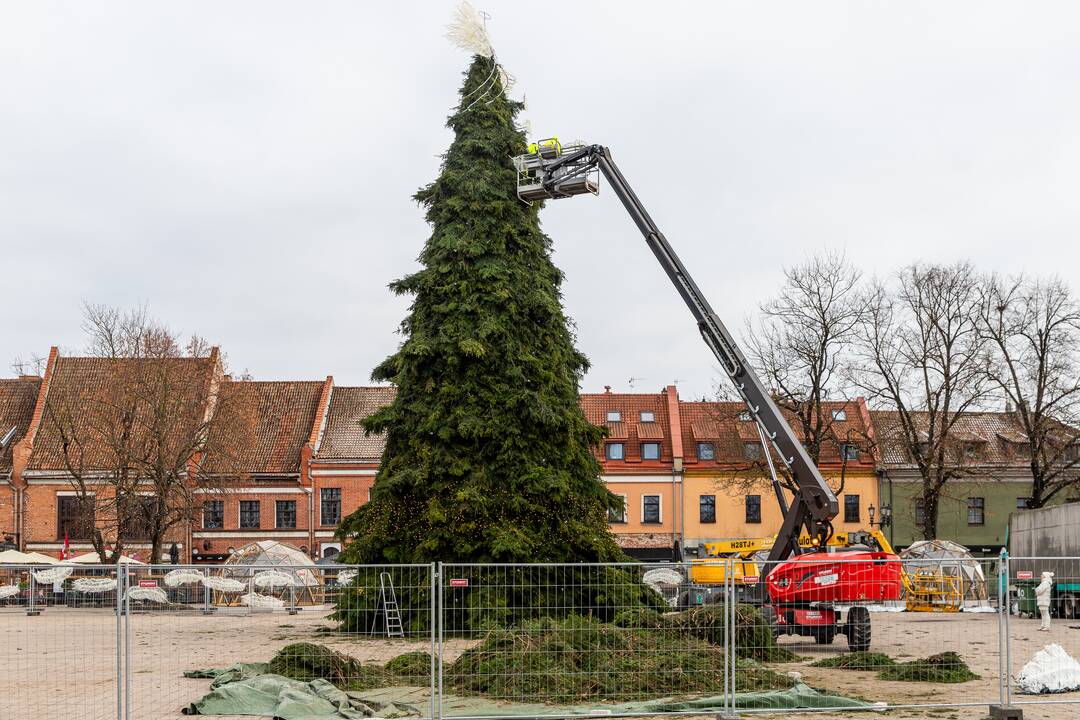 Pasirengimas Kalėdoms Rotušės aikštėje įgauna pagreitį