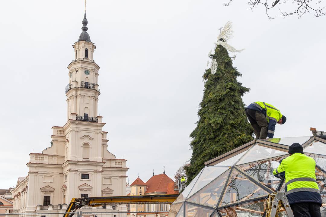Pasirengimas Kalėdoms Rotušės aikštėje įgauna pagreitį