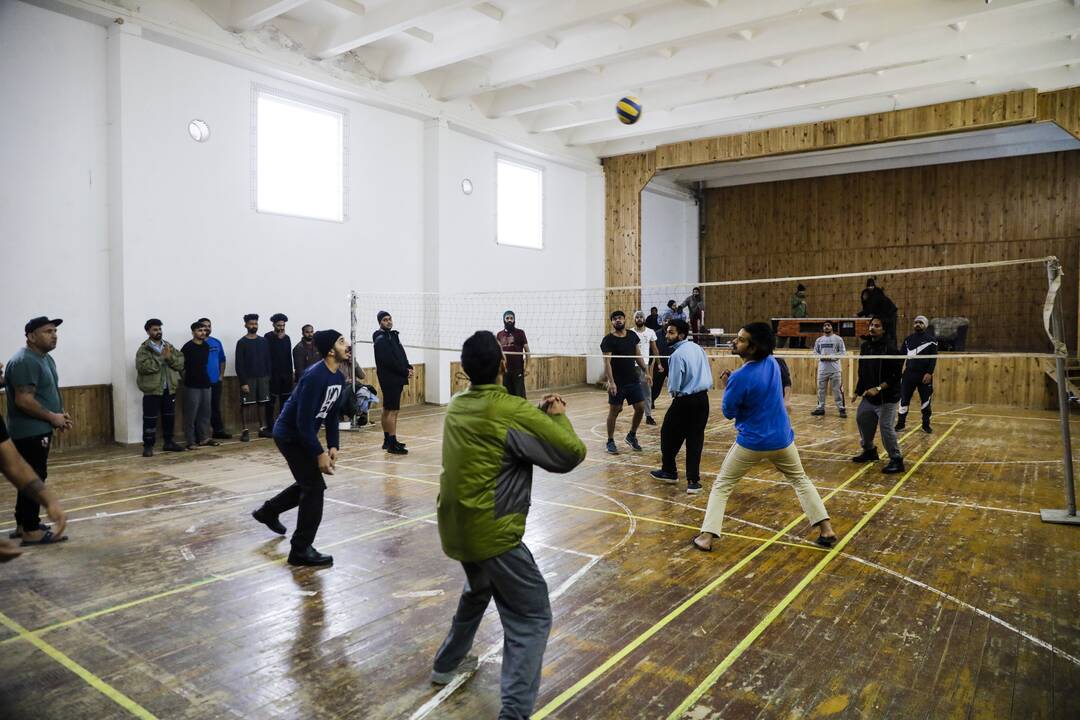 Migrantai Kybartų užsieniečių registracijos centre