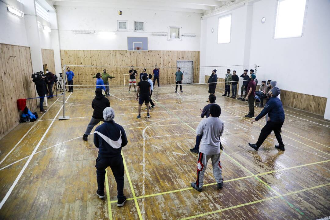 Migrantai Kybartų užsieniečių registracijos centre