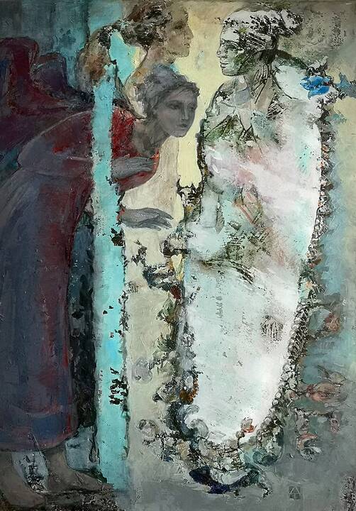 Upė. Dialogas su smėliu ir vandeniu. 70x90 cm