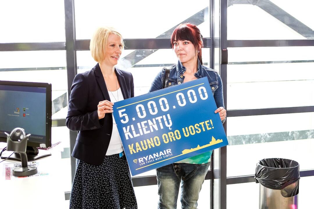 Iš Kauno oro uosto išlydėta penkiamilijonoji „Ryanair“ keleivė