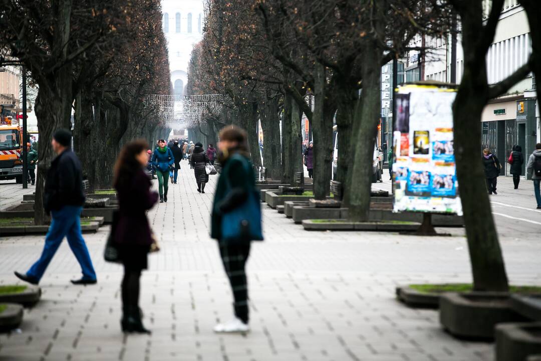 Laisvės alėjoje kabinamos kalėdinės girliandos