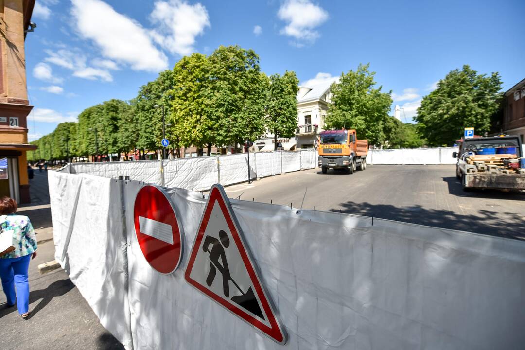 Uždaryta A. Mickevičiaus gatvės atkarpa ties Laisvės alėja