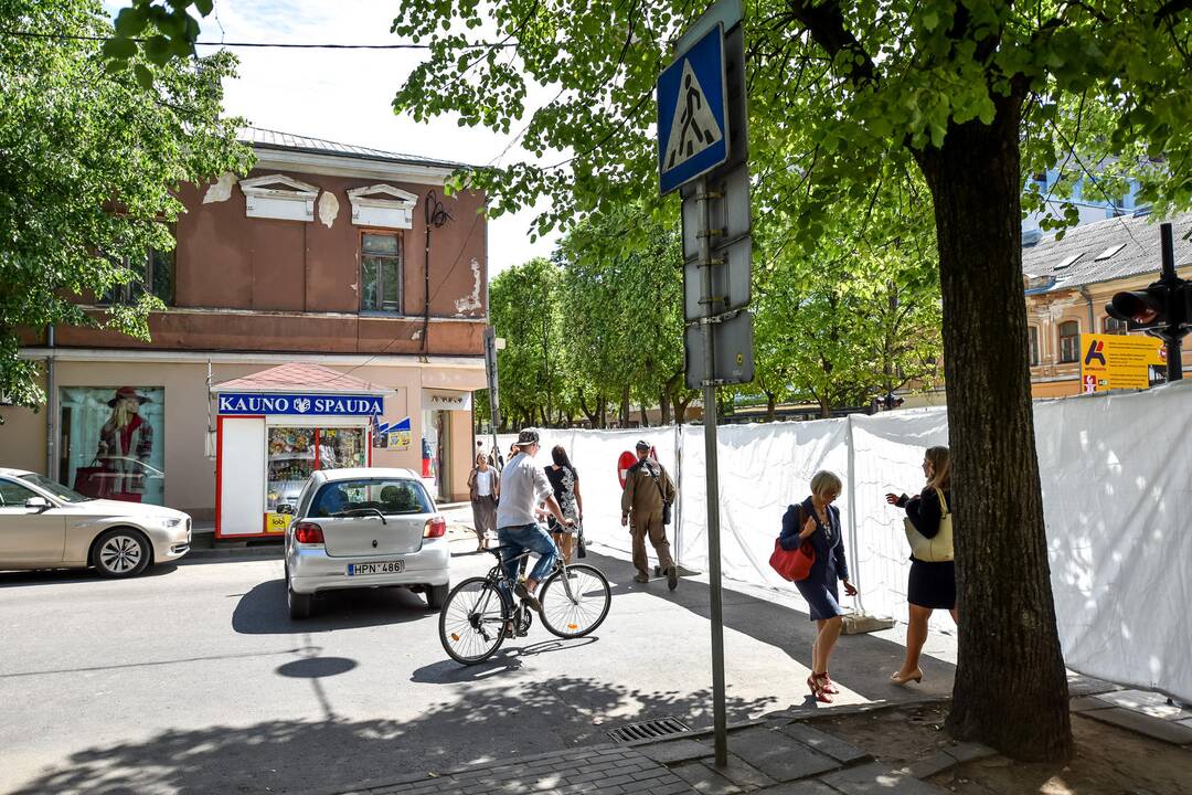 Uždaryta A. Mickevičiaus gatvės atkarpa ties Laisvės alėja