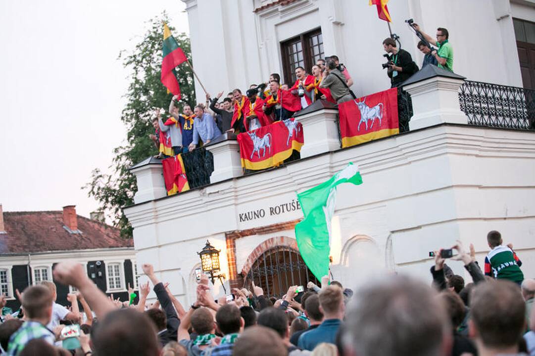 Žalgiriečių sutikimas Kauno Rotušėje