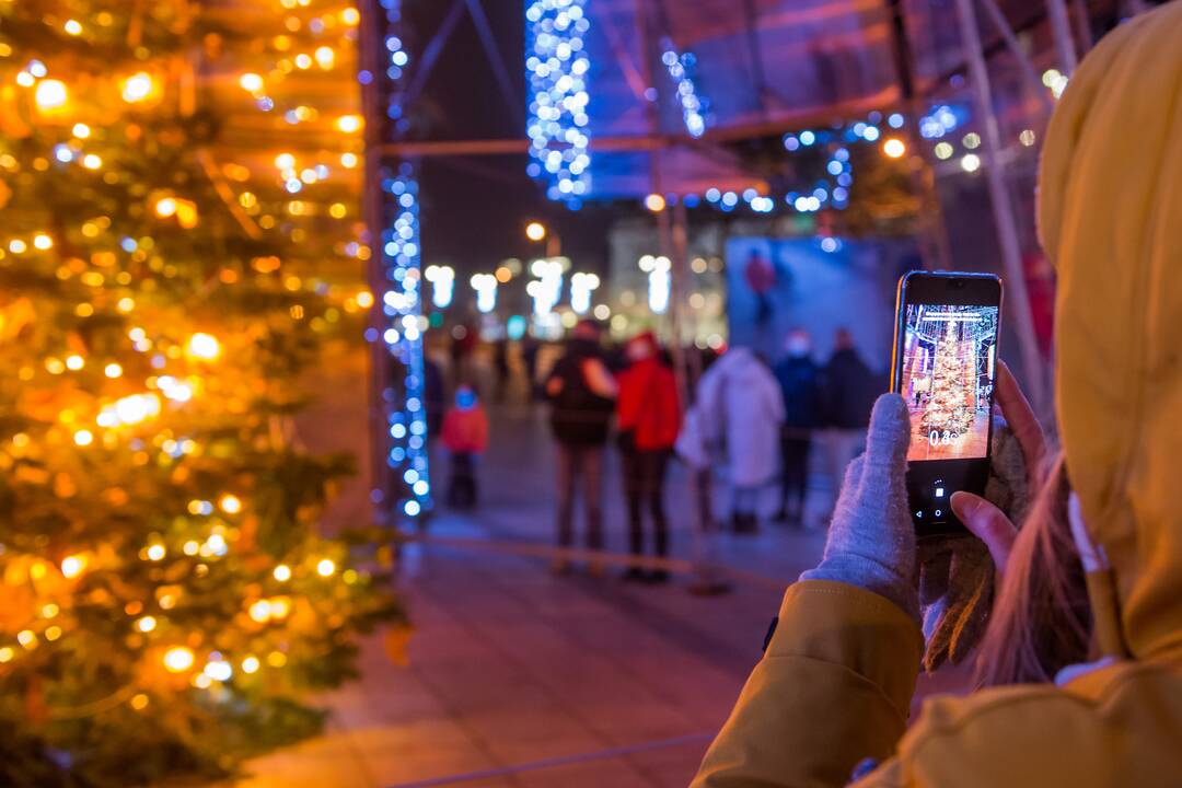 Vilniaus siurrealistinė Kalėdų eglė neatsigina dėmesio ir po įžiebimo