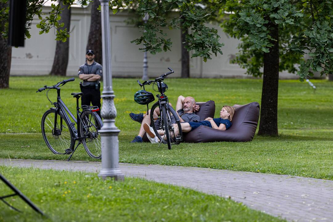 Prezidento rinkimų rezultatų stebėjimas Prezidentūros kieme