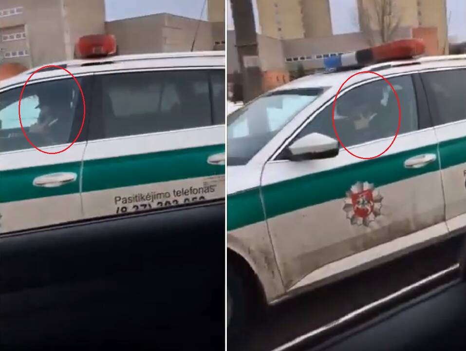Užfiksavo telefonu prie vairo kalbantį pareigūną: o jiems taisyklės negalioja?